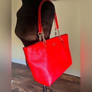 Coach leather zip tote